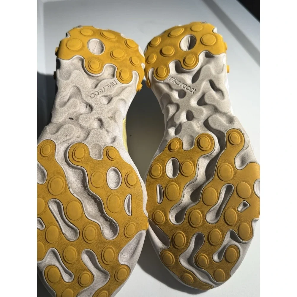 Nike React Element 55 Womens 10 Pale Yellow Gold Blue BQ2728-700 Running Shoes